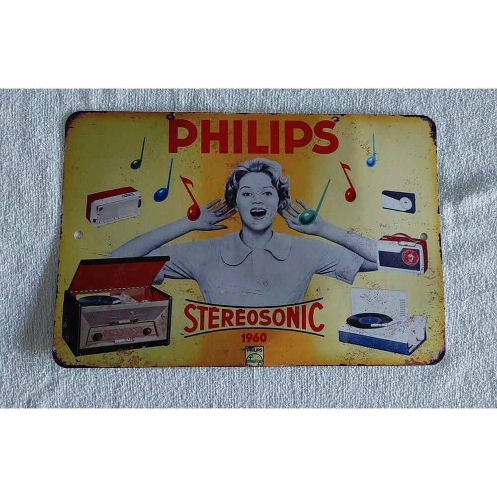 Philips Stereosonic 1960 Metal Sign 11.5" X 8" Reproduction
